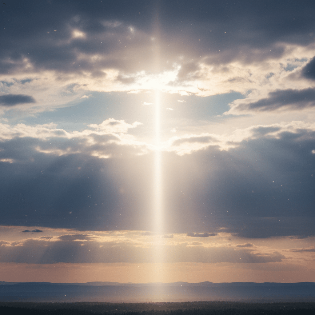 Ethereal white gold light through clouds